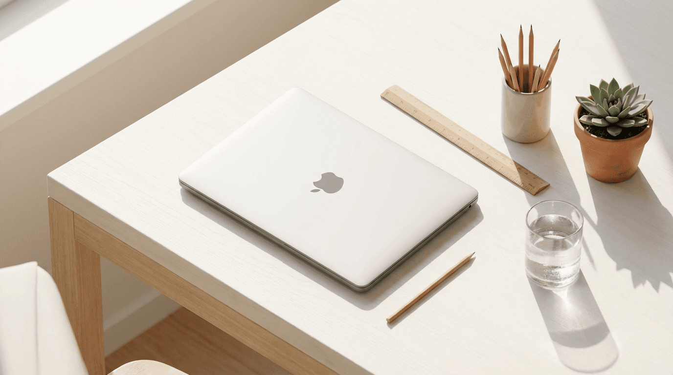 Professional reviewing high-quality printed brochures on a workspace desk